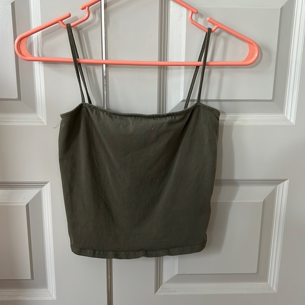 Olive green crop tank